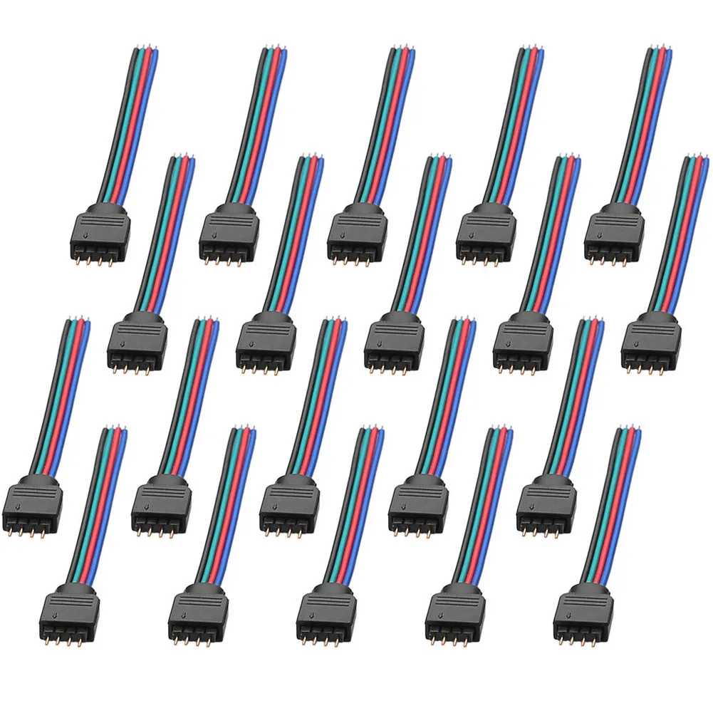 20 шт./компл. 4 контактный удлинитель разъемы RGB провод кабель для 3528 5050 SMD