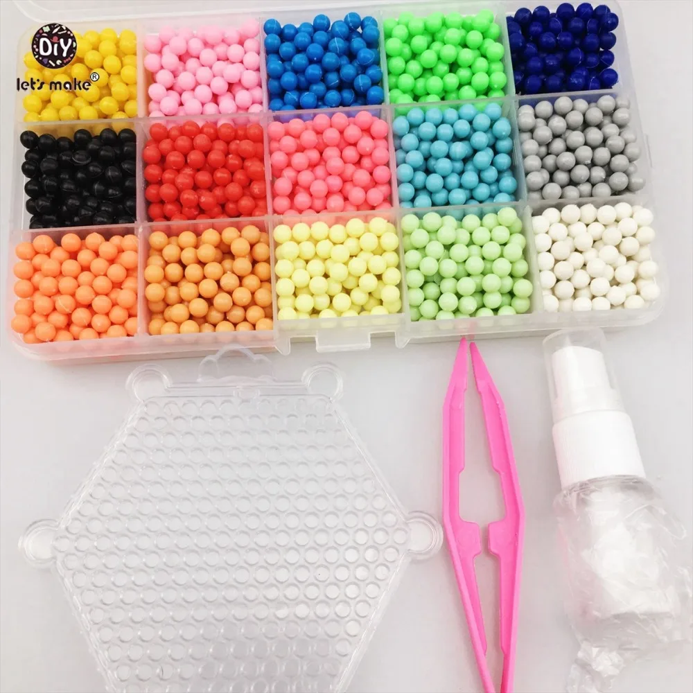 Let's Make Bbay Toys Water Beads 15 Color Sticky Perler Beads Pegboard Set Fuse Beads Jigsaw Water Beads Bond Toy Puzzle