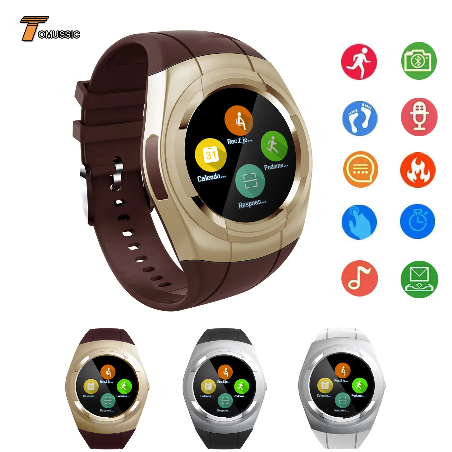 

TOMU Smart Watch Phone T60 Sim TF Card Call SMS Pedometer Smart Sport Watch Sleep Heart Rate Fitness Tracker for iOS & Android