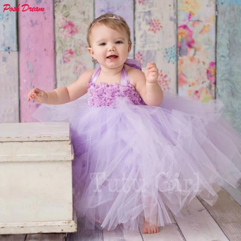 

POSH DREAM Lavender Flower Girl Tutu Dress Costume Kids Princess Lavender Kids Dresses for Girls Shabby Flower Baby Tutu Dresses