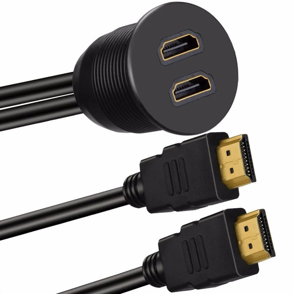 2 порта Двойной HDMI удлинитель AUX смывное крепление для автомобиля Удлинительный