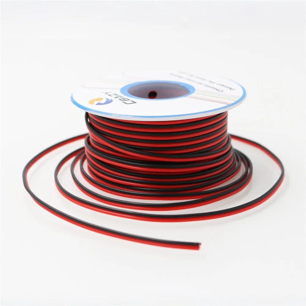 CBAZY 26AWG 2pin Красный Черный провод Hardwire 26ga Hook up провод кабель-удлинитель 2 провода 300 в 15 метров/49,2 фута