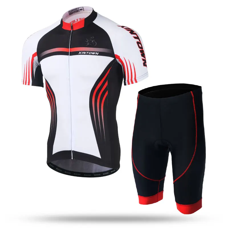 

XINTOWN Shock-absorption Anti-Sweat Short Sleeve Cycling Sets Clothes Jerseys Bib Shorts Bike Ciclismo Bicycle Jersey MOZHUAHONG