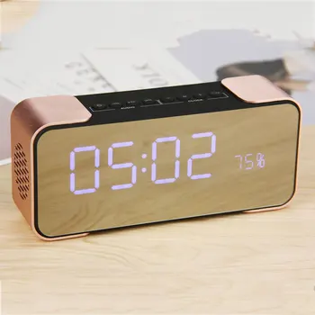 

Wireless Bluetooth Speaker with LED Clock Time Display Alarm Mirror Super Bass Stereo Loudspeaker Desktop Support TF FM Radio
