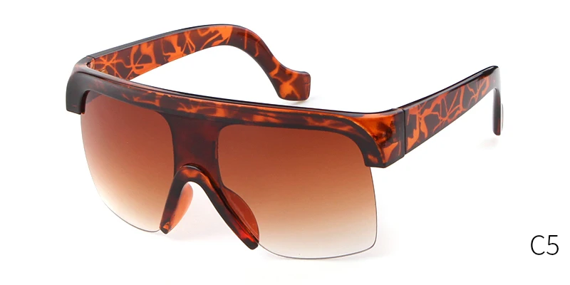 Женские очки оверсайз, солнцезащитные очки, маска для женщин,, фирменный дизайн, козырек, большие солнцезащитные очки, цельный щит, черные оттенки, S009 - Цвет линз: C5 leopard tea
