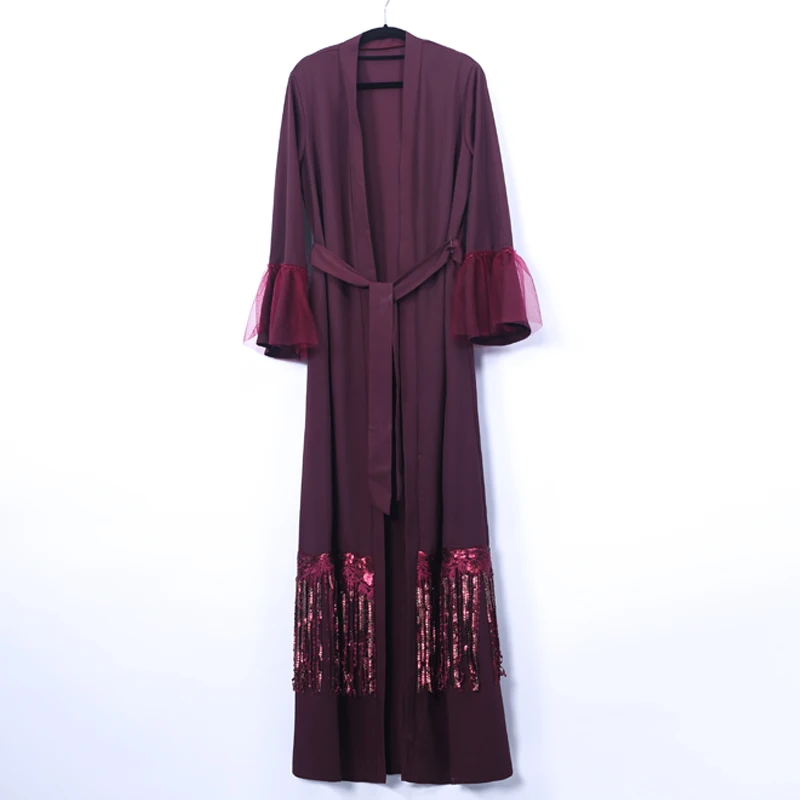 

Sequin Tassel Open Abaya Kimono Dubai Hijab Muslim Dress Turkey Kaftan Abayas Women Caftan Islamic Clothing Robe Femme Cardigan