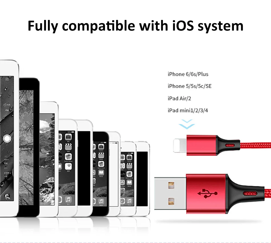 NOHON Nylon Sync Data Charging Cable For iPhone 5 6 7 8 Plus X XS MAX XR Charger Line For iPad Mini 1 2 3 4 Lighting Charge Cord (12)