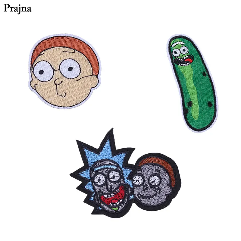 

Prajna Movie Patch Rick And Morty Iron On Patches Green Bug Cartoon Badges For Clothing DIY T-shirt Embroidery Sticker Logo Bag
