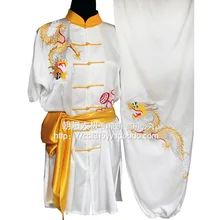 Customize Chinese wushu uniform Kungfu clothing Martial arts suit taolu goldenDragon embroidery/man woman child girl boy kids