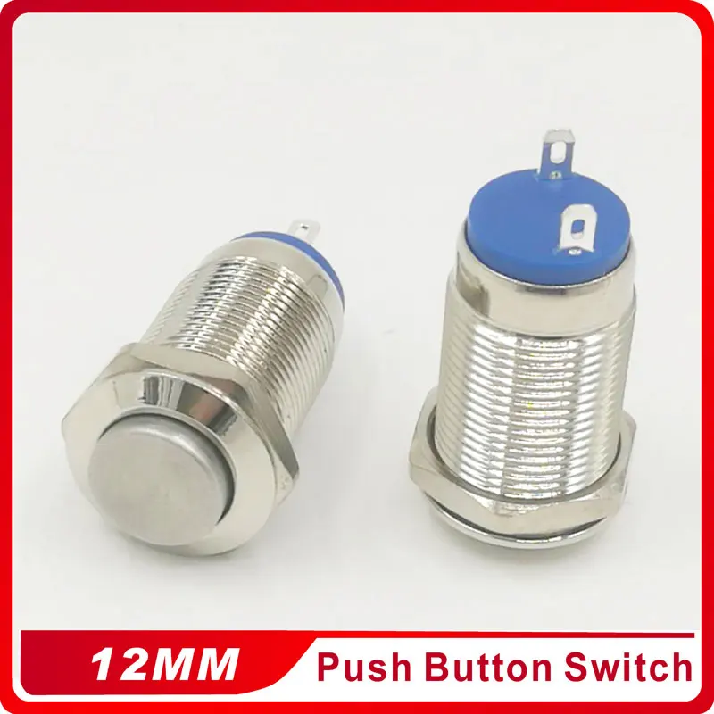 

12mm Waterproof Latching High Round Self-locking Stainless Steel Metal 2Pin Push Button Switch
