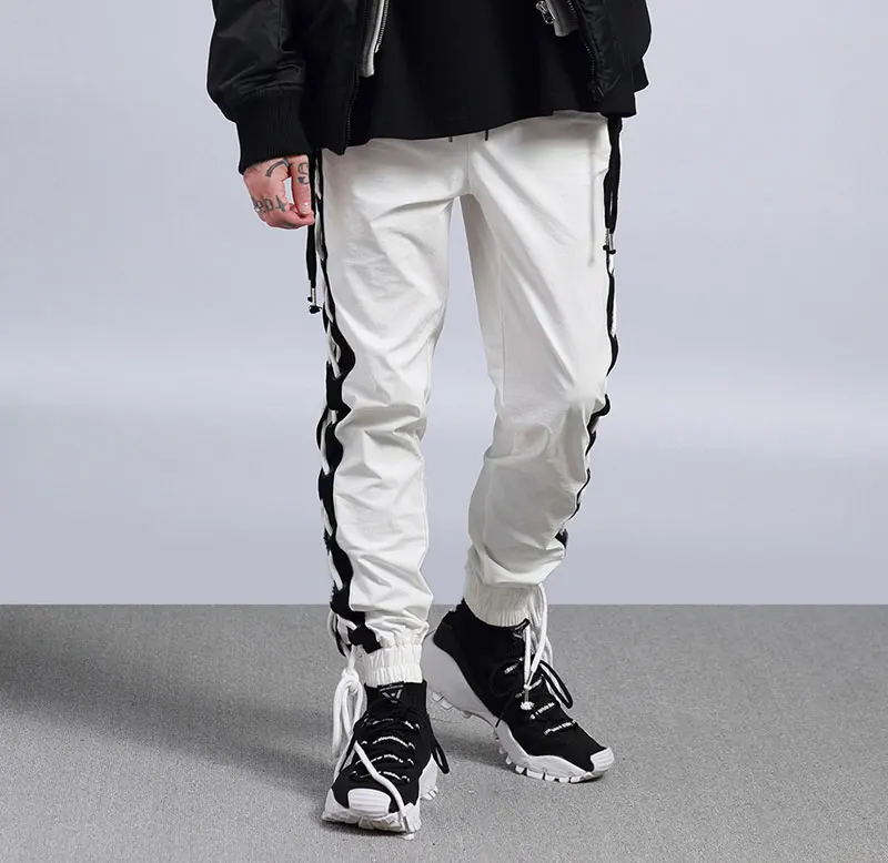 Side Cross Lace Up Joggers Pants 1