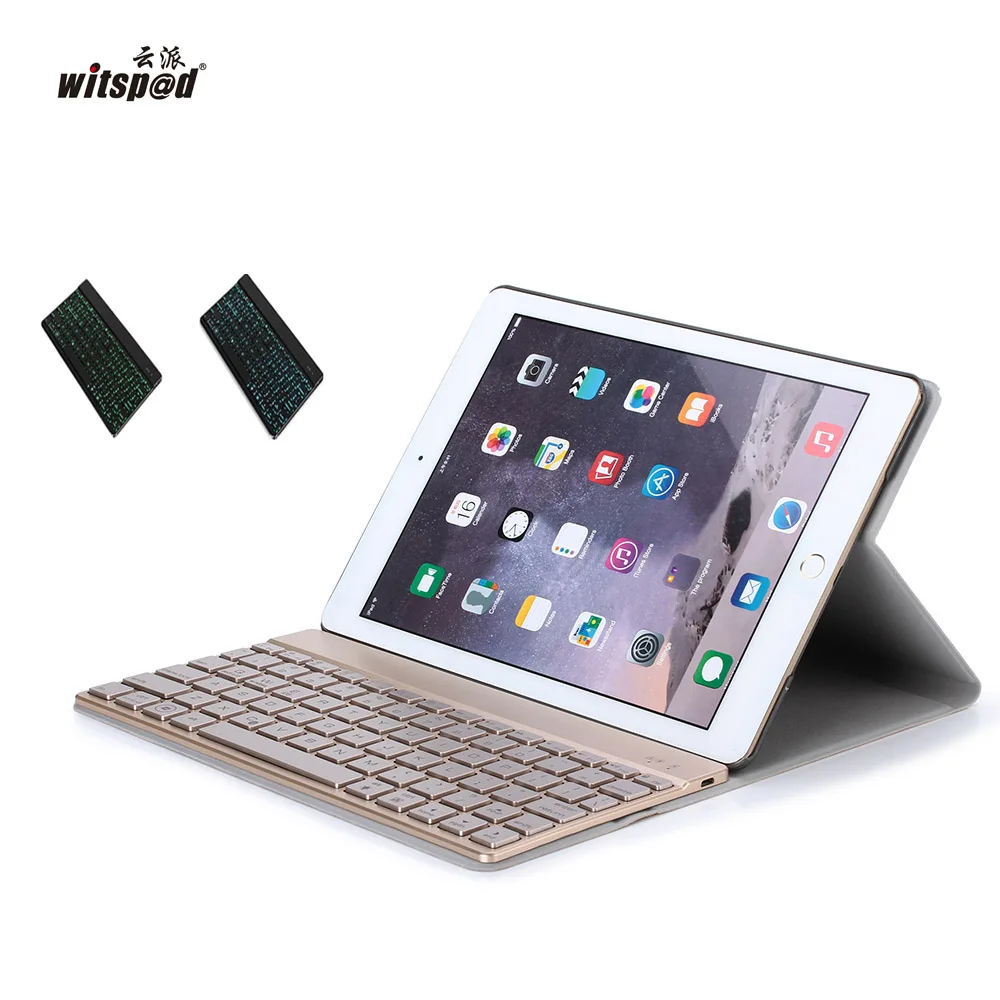 

wits@d Fashion Backlit Keyboard For new Apple iPad Pro 9.7" ,Wireless Bluetooth Keyboard Slim Aluminium+Premium leather case