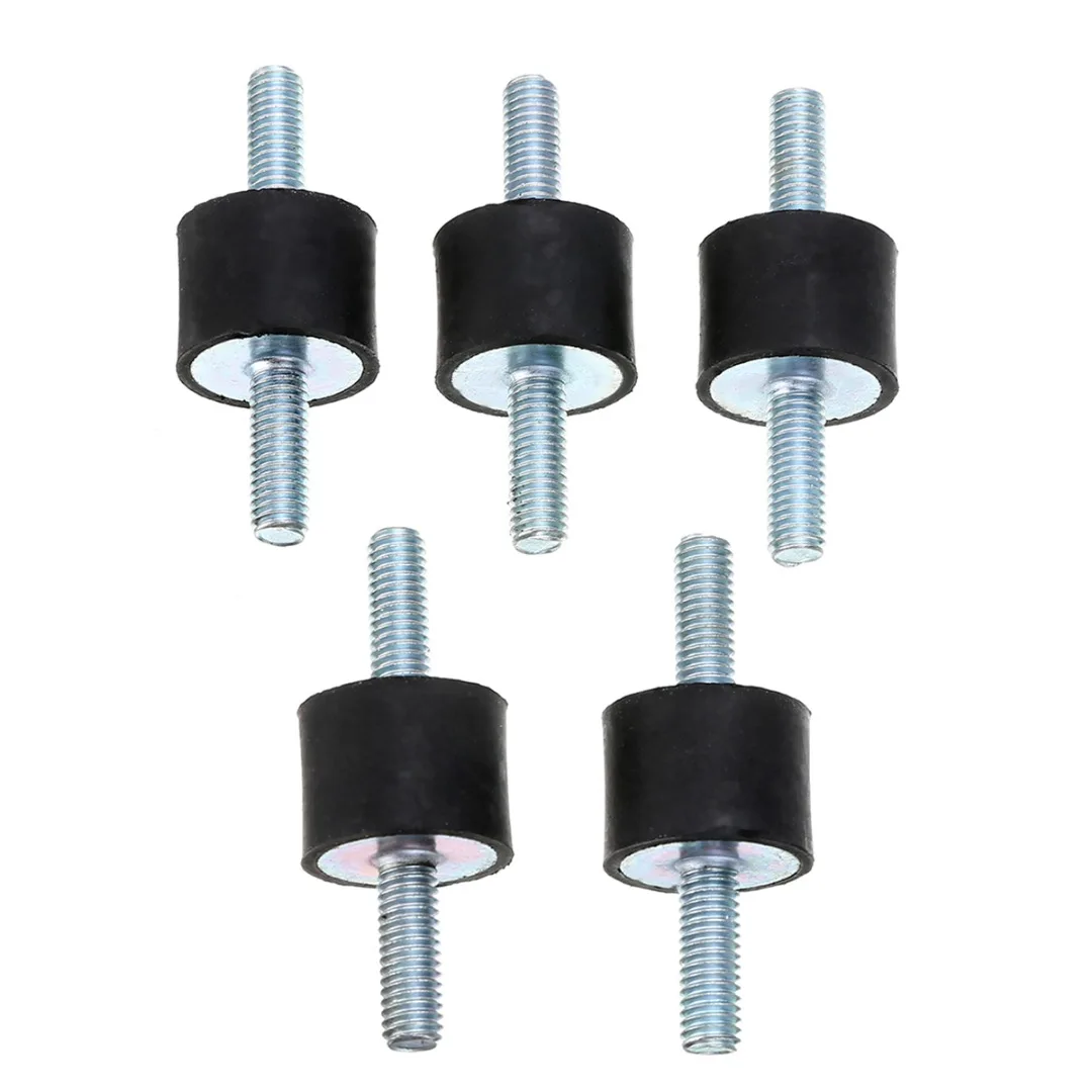 5pcs M6 Black Silver Rubber Isolator Mounts Anti Vibration Rubber Mounts Isolators Bobbins Silentblock 15x20mm