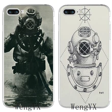 Buceo casco máscara sumergible TPU delgado de silicona suave funda para iPhone x 8 8plus 7 7plus 6 6s plus 5 5S 5c SE 4 4S