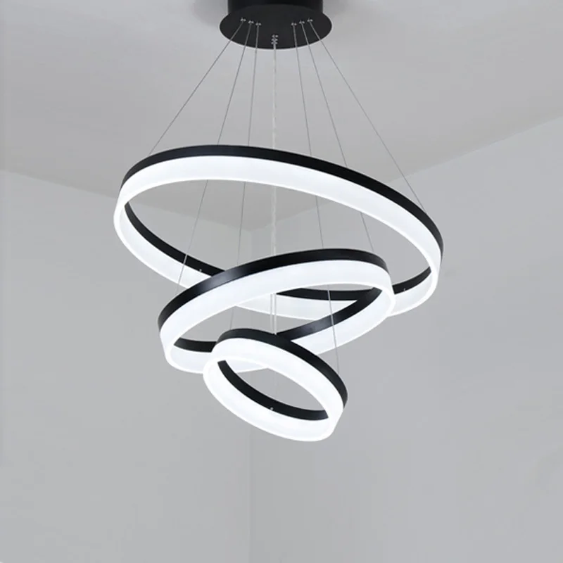  Modern LED Pendant Lights Fixtures For Living Dining Room Decor Rings Suspension Bedroom Lustre Cir - 32846934740