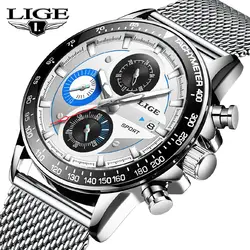 LIGE 2019 для мужчин s часы Топ Элитный бренд Чистая с кварцевые часы для мужчин повседневное модные часы