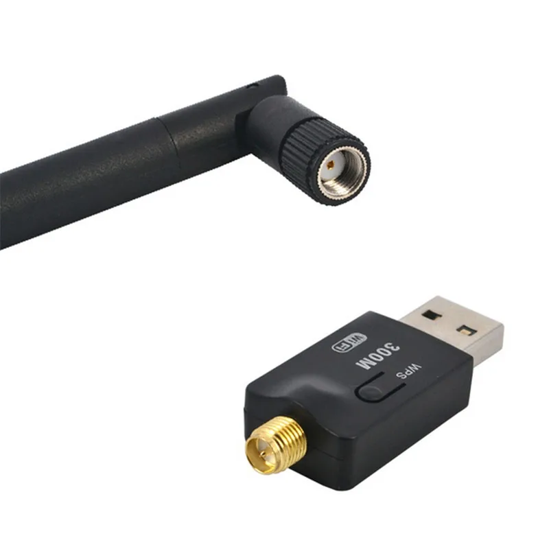 Горячая USB WiFi адаптер с 5 дБ антенной усиления 300 Мбит/с мини беспроводная сетевая