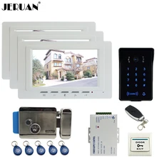 JERUAN 7 ”TFT monitor de Vídeo de Intercomunicación Video de La Puerta Sistema de Teléfono 3 blanco RFID Táctil A Prueba de agua Cámara de La llave + Remoto de control Abierto