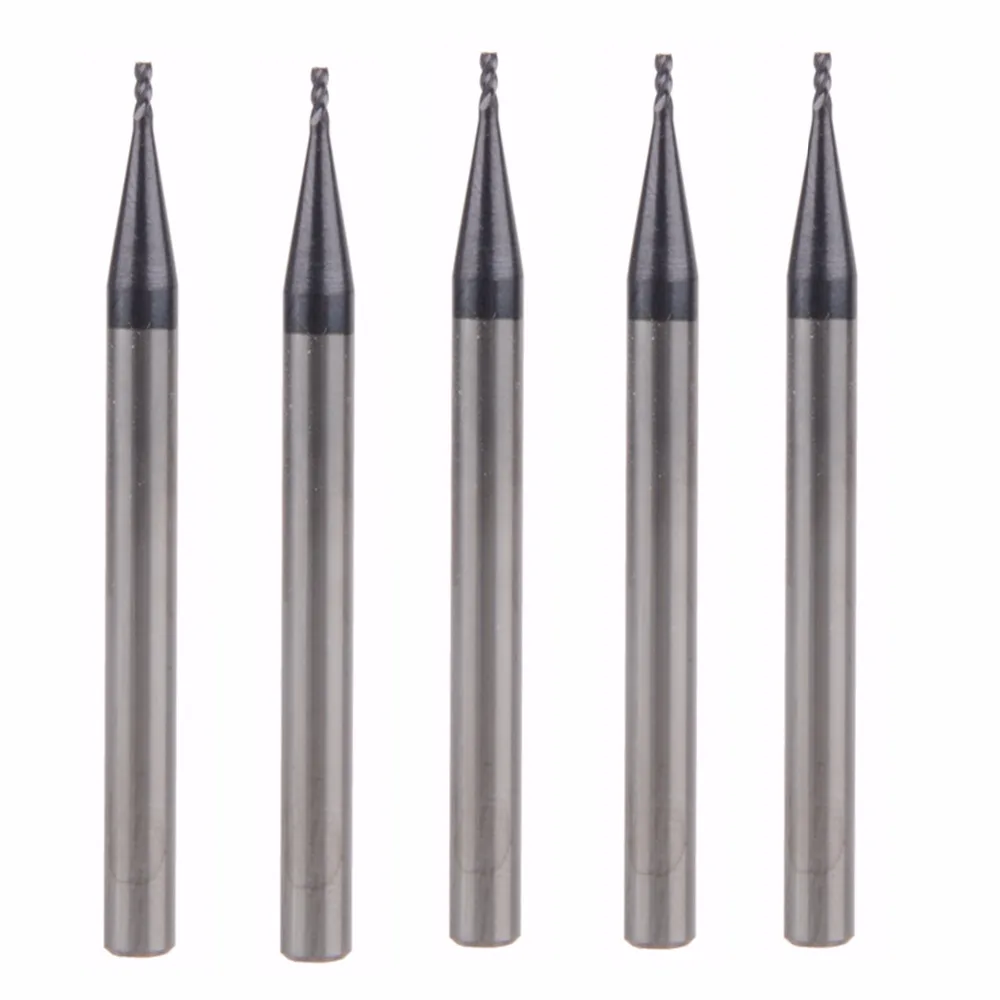 

5Pcs HRC45 d1*3*D4*50L Four Flutes Micro Solid Carbide Face End Mill CNC Milling Cutter Bits For Steel Milling