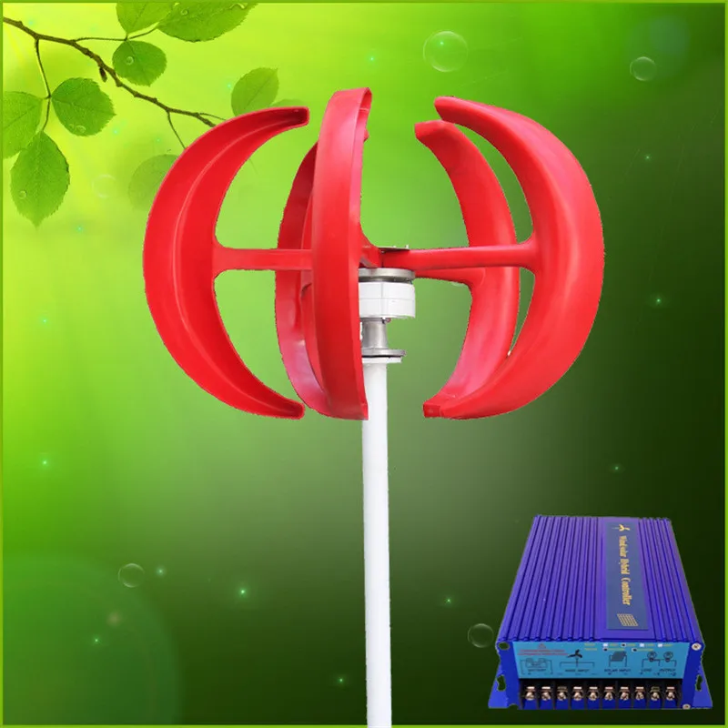 400W Wind Turbine 12V 24V Red Lantern Small Generator With Solar Hybrid Controller Max Power 410W Free Shippin | Обустройство дома