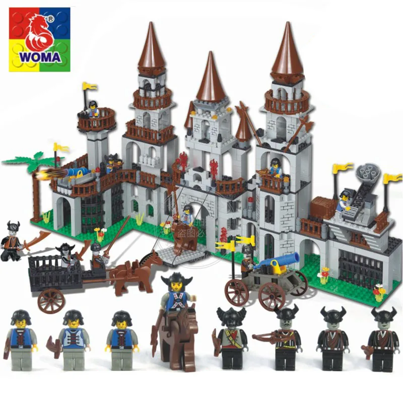 

WOMA Pirates Educational Building Blocks Toys For Children Kids Gifts Castle Horse Gun Compatible with Legoe