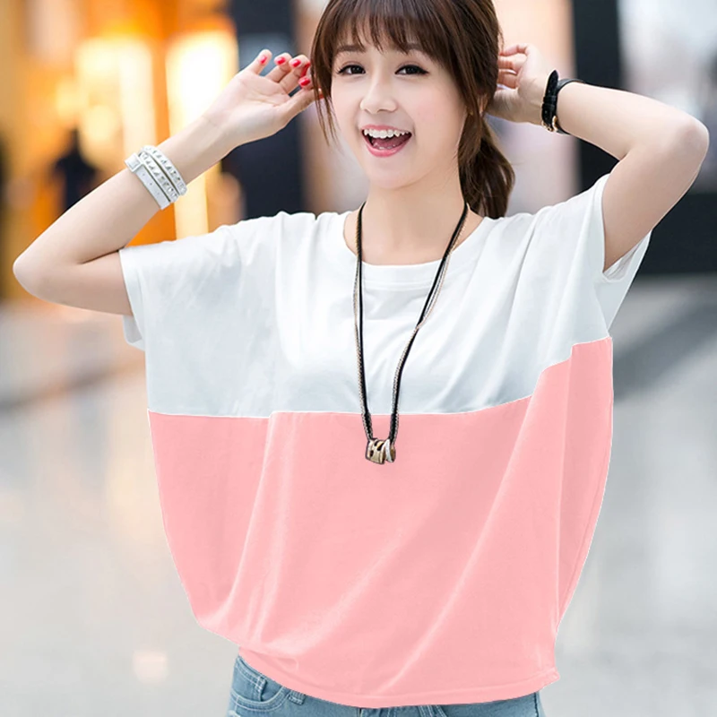 

Korean Student Loose Bat Sleeve Tops T-shirt Women For Fashion Clothing Cotton Shirt Short Sleeve Streetwear Female Summer 2019