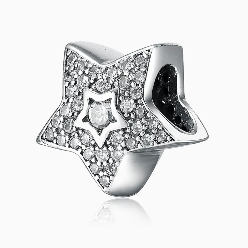 Aceworks Shining Stars Charm 925 Sterling Silver Bead Charms CZ