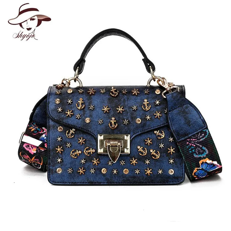 Luxury Famous Brand Metal Rivet Women Messenger Bag High Quality Female Shoulder Handbag Colour Straps PU Leather Ladies Clutch Luxury Famous Brand Metal Rivet Women Messenger Bag High Quality Female Shoulder Handbag Colour Straps PU Leather Ladies Clutch