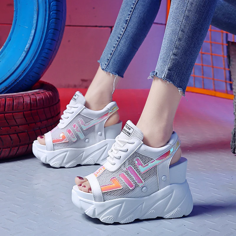 

Gladiator Women Platform Sandals 11 Ultra High Heels Chunky Sandals Woman Casual Shoes Ladies Increase Slippers Slides