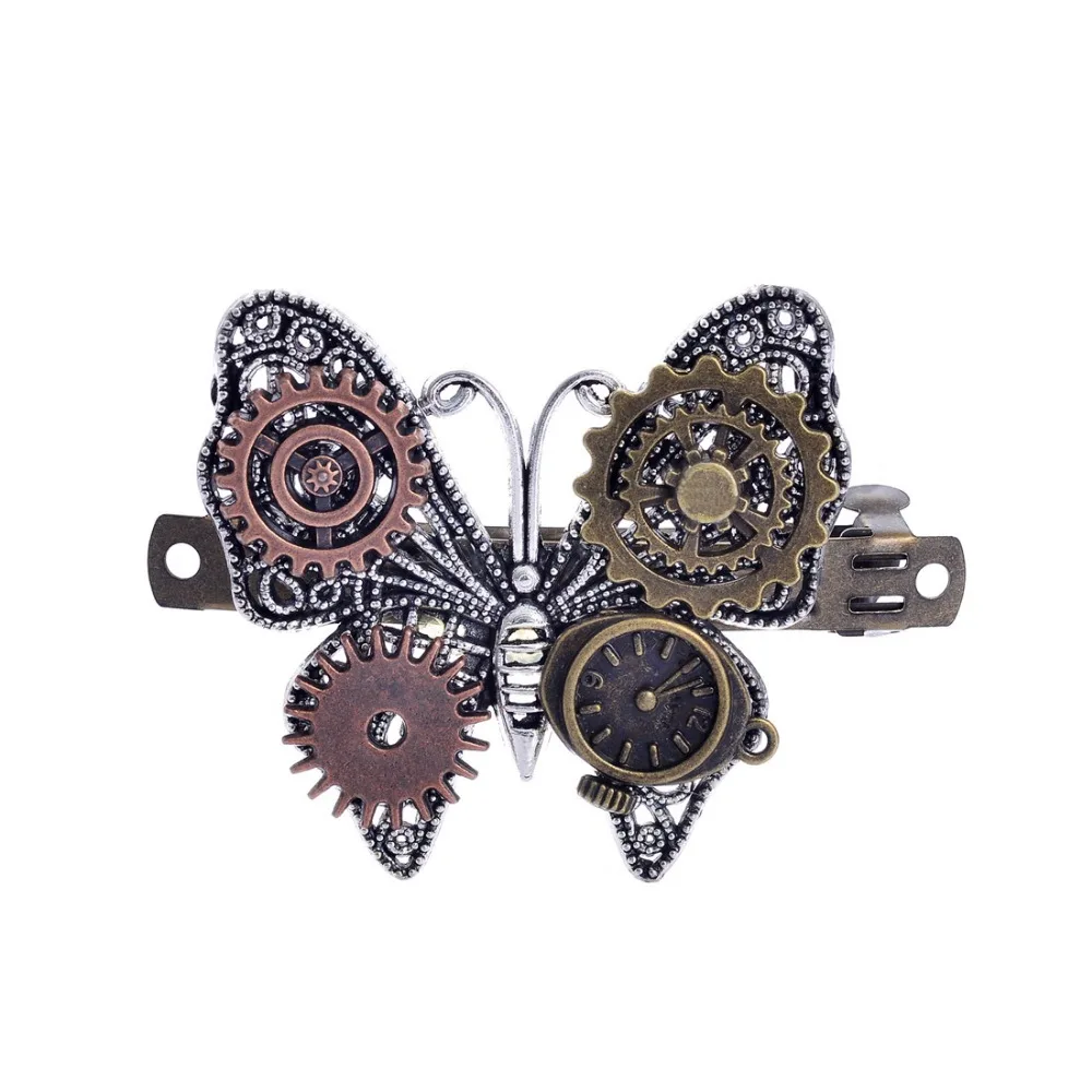 

The Popular Gears Butterfly Charm Girls Steampunk DIY Barrette Hair Accessories