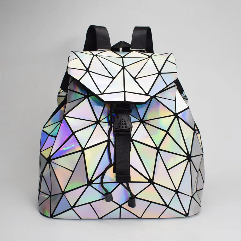 

New Geometric Women Backpack Drawstring Female Colorful Backpacks For Teenage Girls Bagpack Bag Holographic Backpack mochila