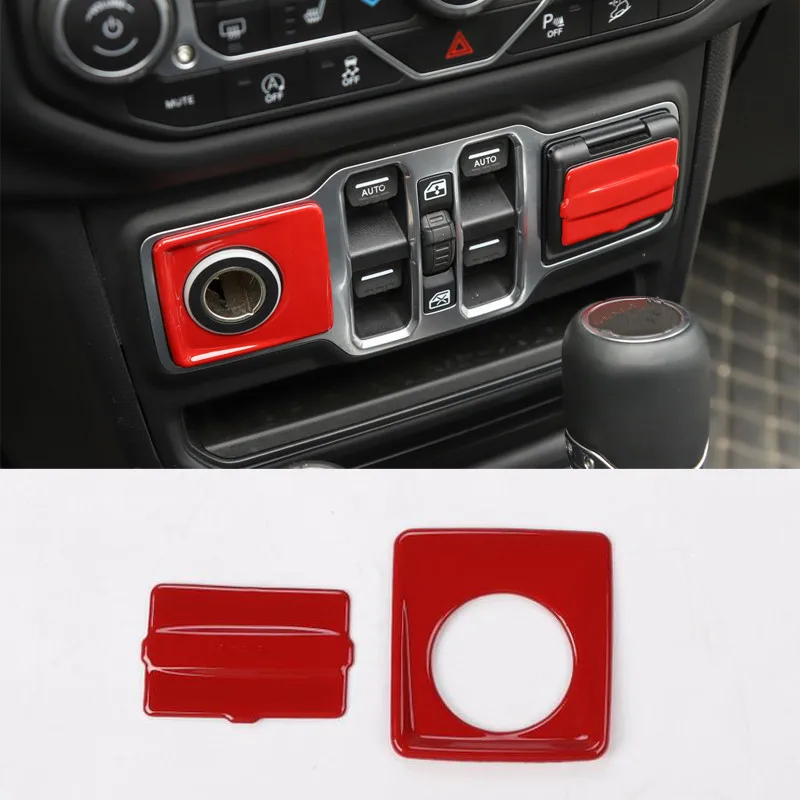 Ajuste para Jeep Wrangler JL 2018 up mechero de coche y Puerto USB Decoración bisel adornado piezas interiores accesorios de coche Ajuste para Jeep Wrangler JL 2018 up mechero de coche y Puerto USB Decoración bisel adornado piezas interiores accesorios de coche