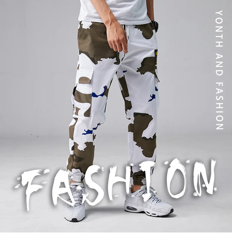 Мужские брюки Tide брендовые свободные прямые камуфляжные трендовые брюки с 9 точками Гаремные штаны комбинезоны брюки мужские хип-хоп джоггеры