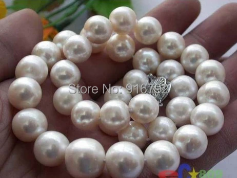 

free shipping >>>>HUGE 17" 15MM WHITE ROUND FRESHWATER PEARL NECKLACE