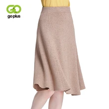 GOPLUS осенне-зимние вязаные юбки трапециевидной формы с эластичной резинкой на талии; милые вязаные весенние юбки до колена; плиссированная юбка в полоску; C6592