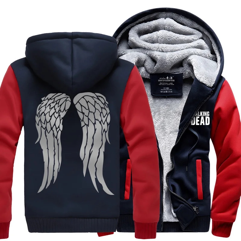 

The Walking Dead Cosplay Daryl Dixon Wings Hoodie Blue Red Coat