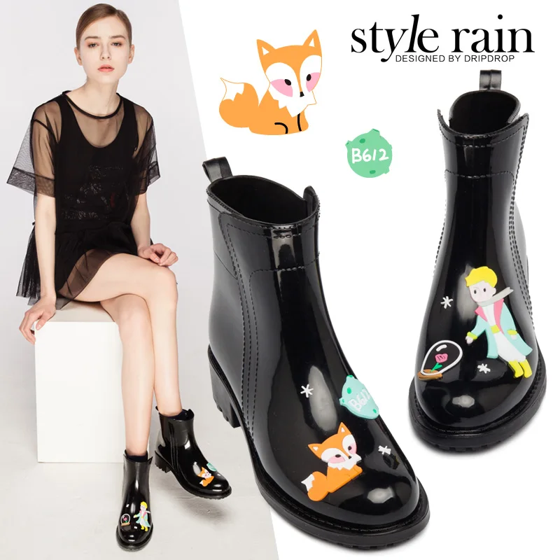 

Ladies Rubber Ankle Rain Boots Women Water Shoes Pvc Rainboots Slip on Short Boots Fashion Soft Casual Waterproof Rain Boots