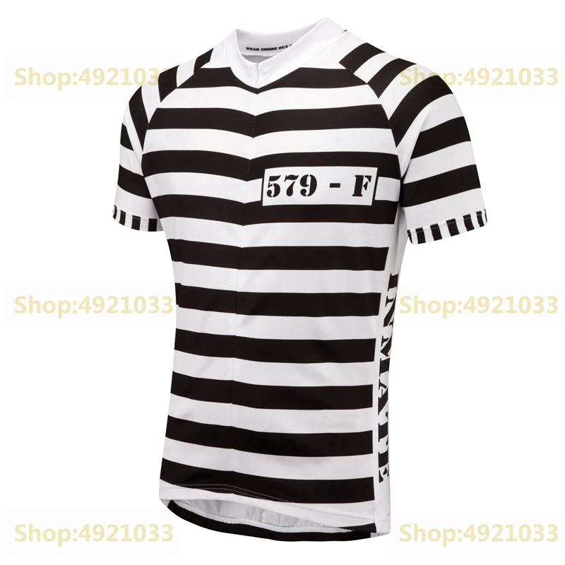 Convict Джерси для шоссейных велогонок Мужская Ретро одежда для велосипедистов белая велосипедная рубашка с черной полосой быстросохнущая одежда в темном стиле