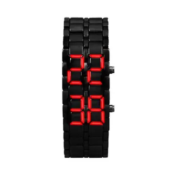 

Superior 2x Lava Style Iron Samurai Black Bracelet LED Japanese Inspired Watch RED / BLUE Jan27