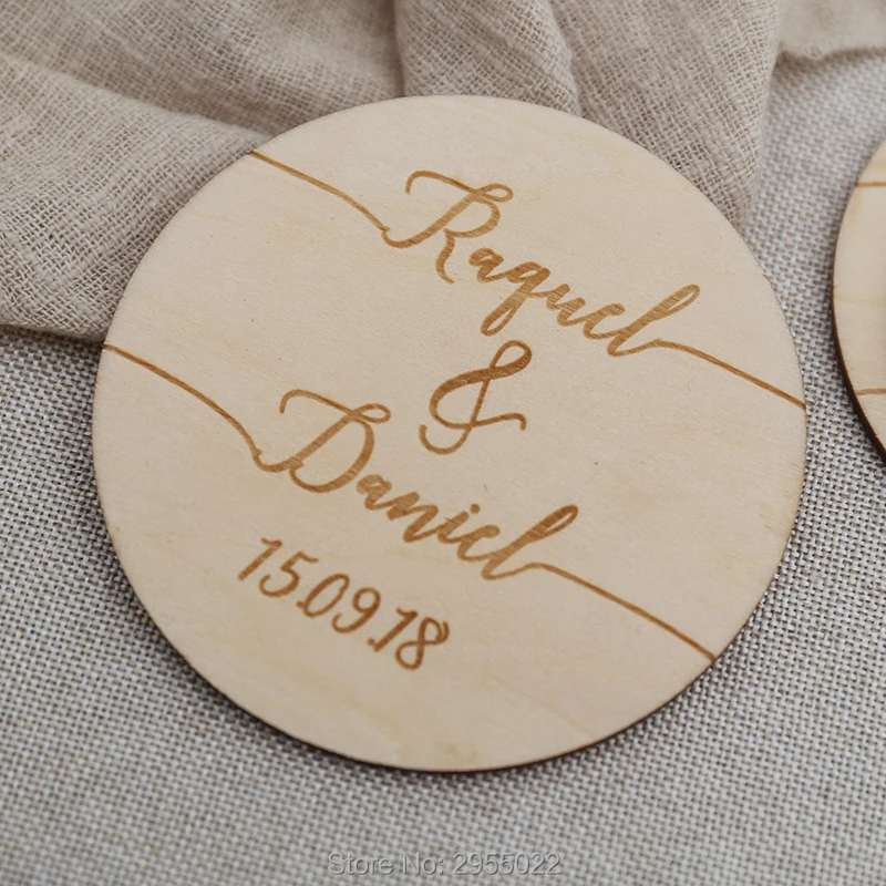 

Personalized calligraphy Save the Date Magnets Wedding Favors Engraved Save the Date rustic wooden magnet