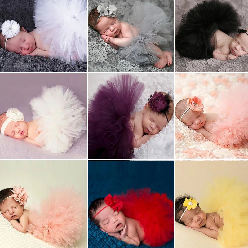 12 цветов, реквизит для фотосессии новорожденных, Детский костюм, наряд принцессы, детская юбка-пачка, повязка на голову, детский реквизит для фотосессии