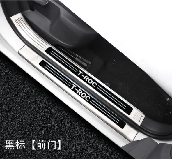 For Volkswagen T-ROC Threshold Welcome Scooter Door with Stainless Steel Back Guard Panel