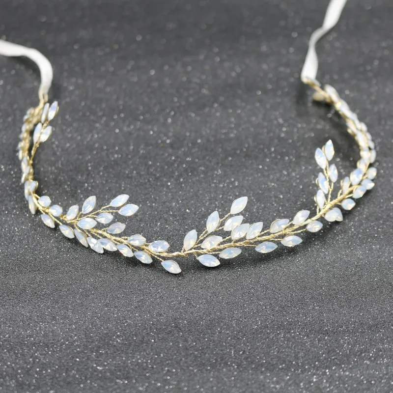

Dower me Opal Crystal Bridal Headband Hair Vine Gold Wedding Jewelry Hair Accessories Headbands Handmade Women Headwear
