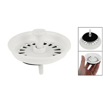 

New Hotsale Promotion Food Waste Stopper Spin Lock Sink Drain Strainer 3.1" Dia White Black Plastic