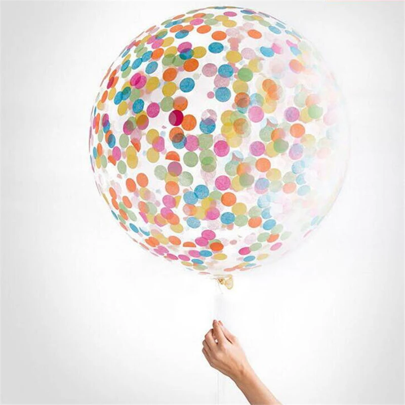 36 дюймов большой воздушный шар "Конфетти" надувные Tansparent латексные шары Свадебные украшения для дня рождения воздушные шары для вечеринки