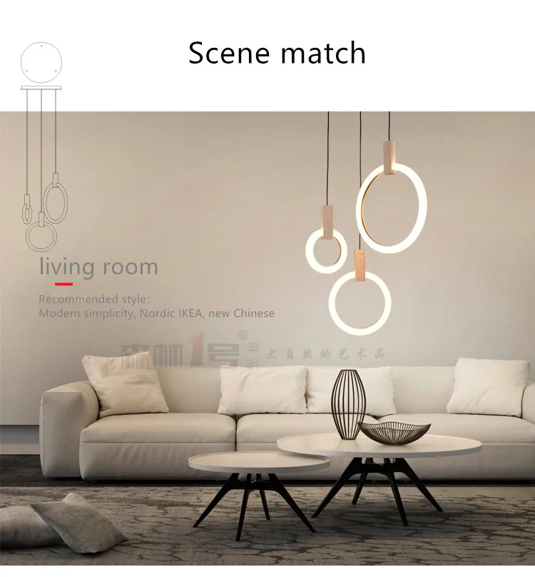 Lustres de Madeira Iluminação da Escada Moderno Nordic Sala Estar Suspenso Lâmpada Quarto Luminárias Anel Luzes Penduradas Led 10 Cheap Luzes de pendentes