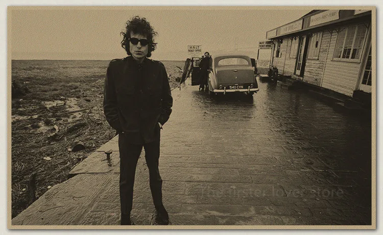 Боб Дилан Винтаж Ретро рок-группа музыкальная гитара матовая крафт-бумага античный Плакат Наклейка на стену домашний декор часть 2 - Цвет: 7
