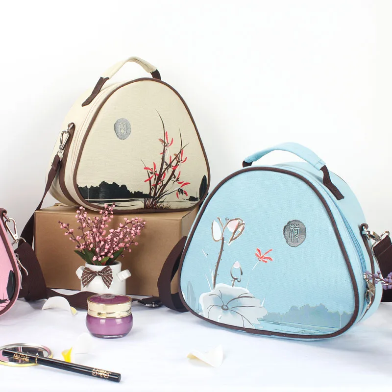 Canvas cosmetic bag China style lady makeup bag multi-function travel organizer case beautician cosmetic box