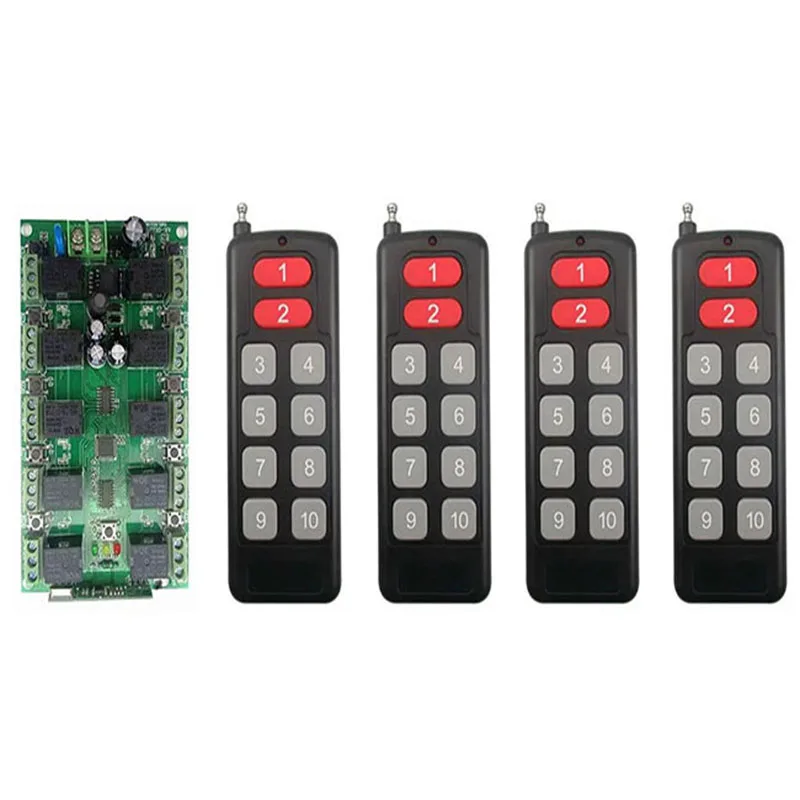 

Individual learning code DC12V 10A 10CH 10 channel Wireless Remote Control Switch System Receiver+Transmitters Garage Door /lamp