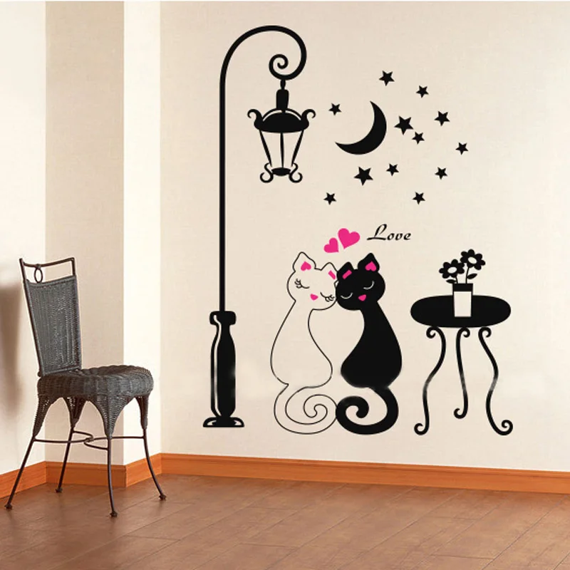 

DIY Cute Couples Cats Cartoon Wall Sticker Kids Children's Room Decoration Adesivo De Parede Wallpaper Ornamentation